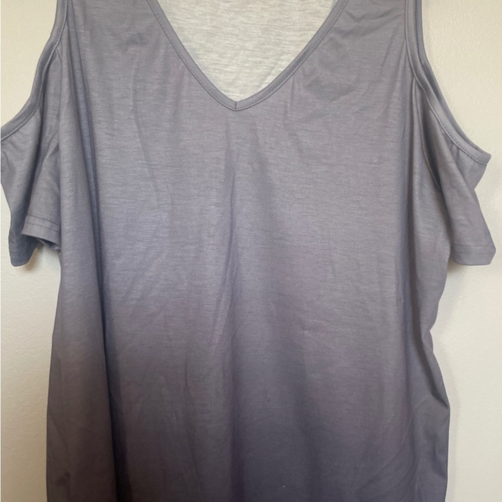 SHEIN Gray Cut Out Short Sleeve T-Shirt - Picture 2 of 2